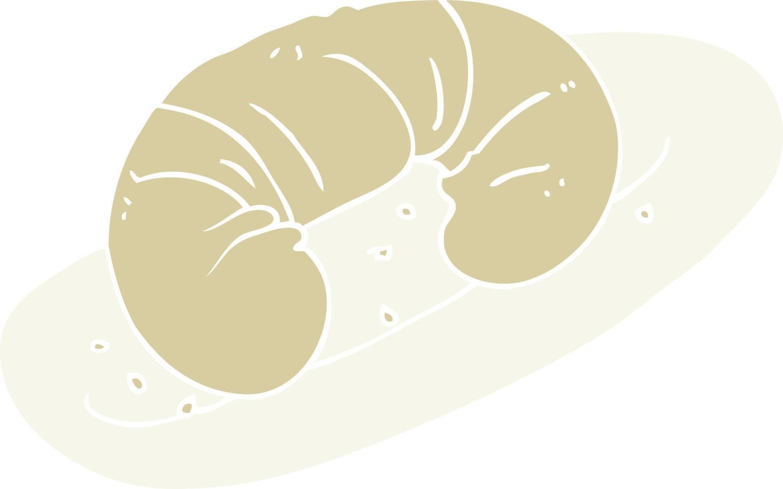 ilustración de color plano de un croissant de dibujos animados vector