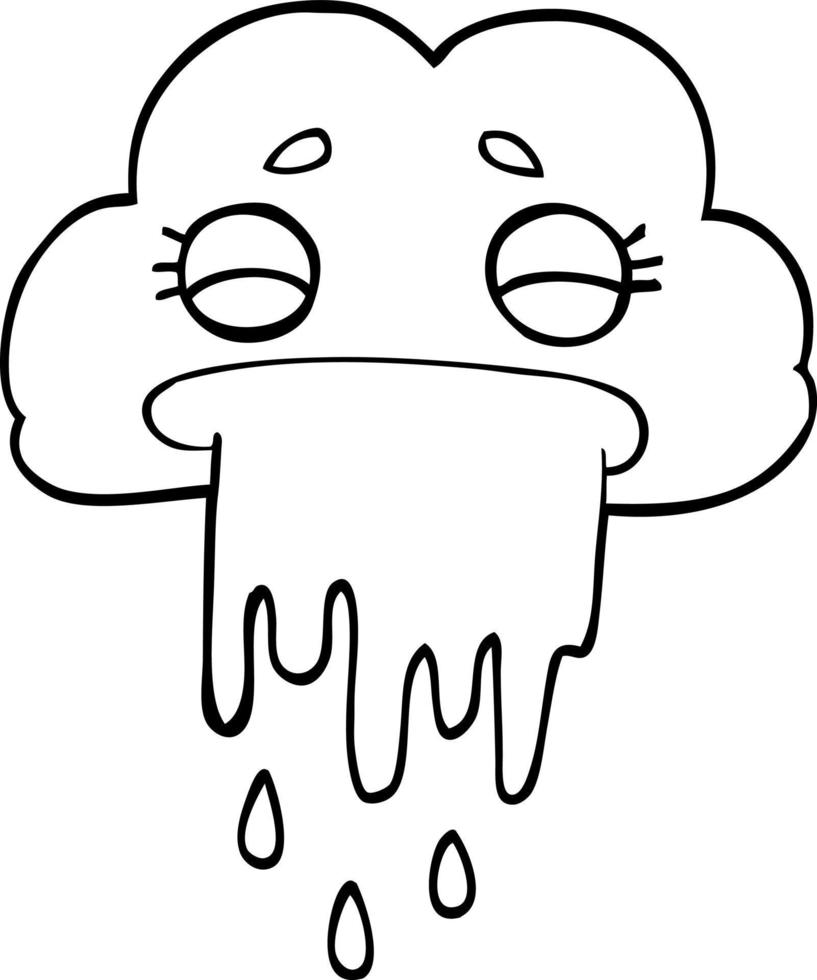 line drawing cartoon rain cloud vector