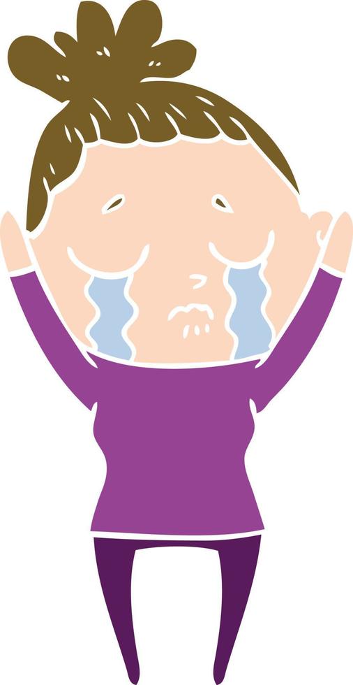 flat color style cartoon crying woman vector