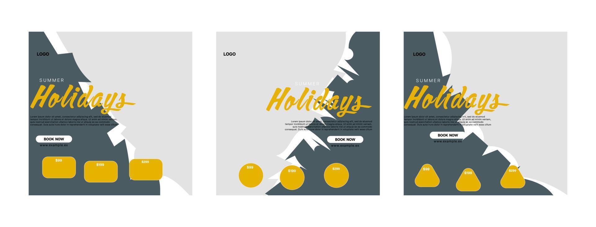 Travel business promotion web banner template design for social media Travel, tourism or summer vacation online marketing flyer, post or poster with abstract graphic background and logo. vector