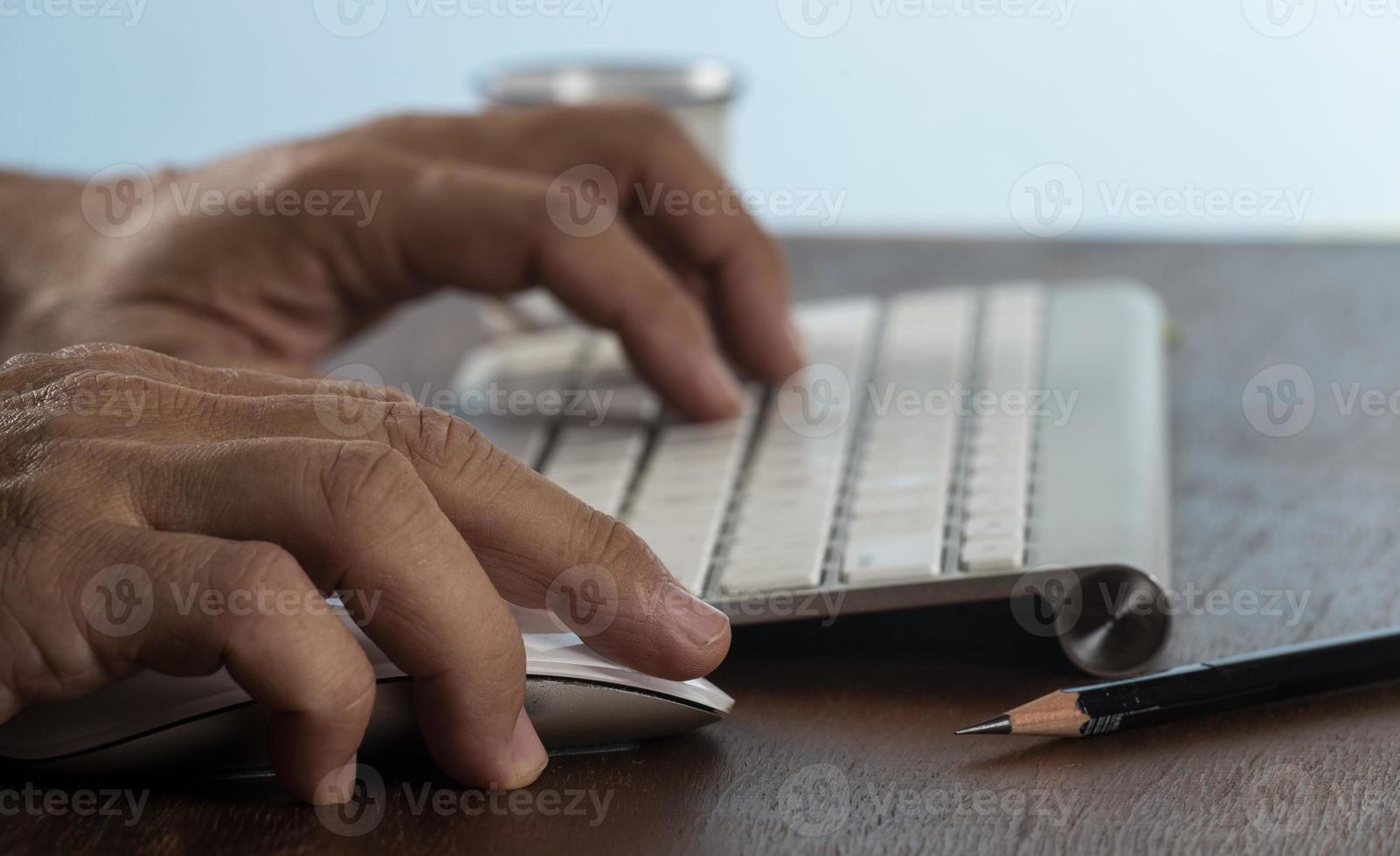 Business man using computer. photo