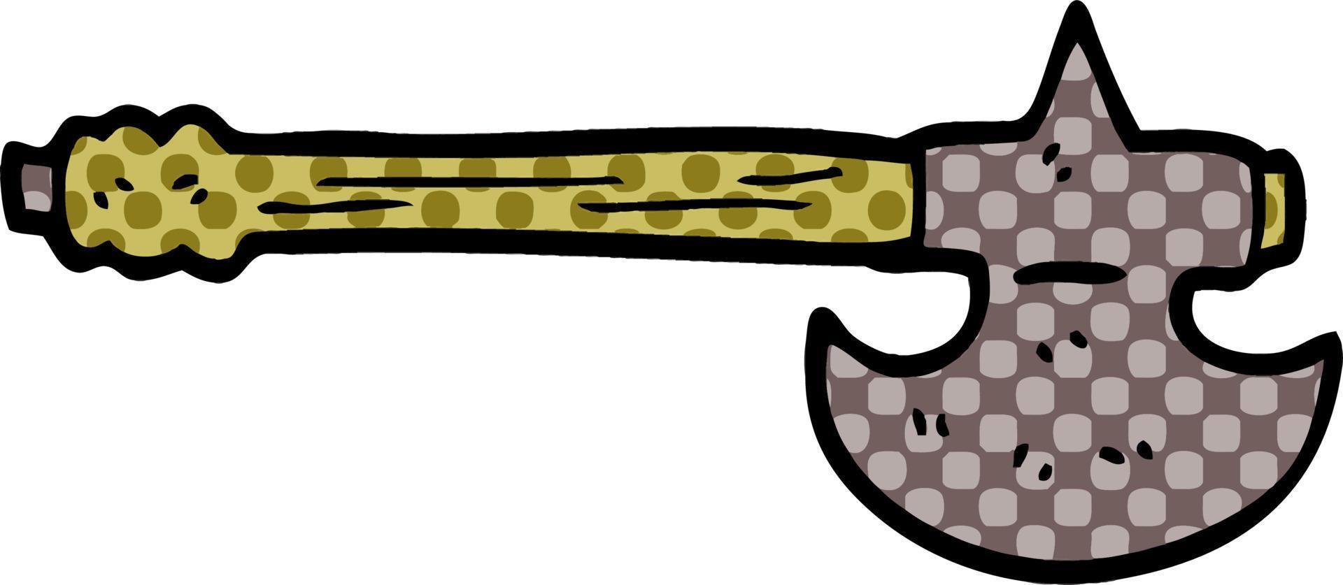 cartoon doodle medieval axe vector