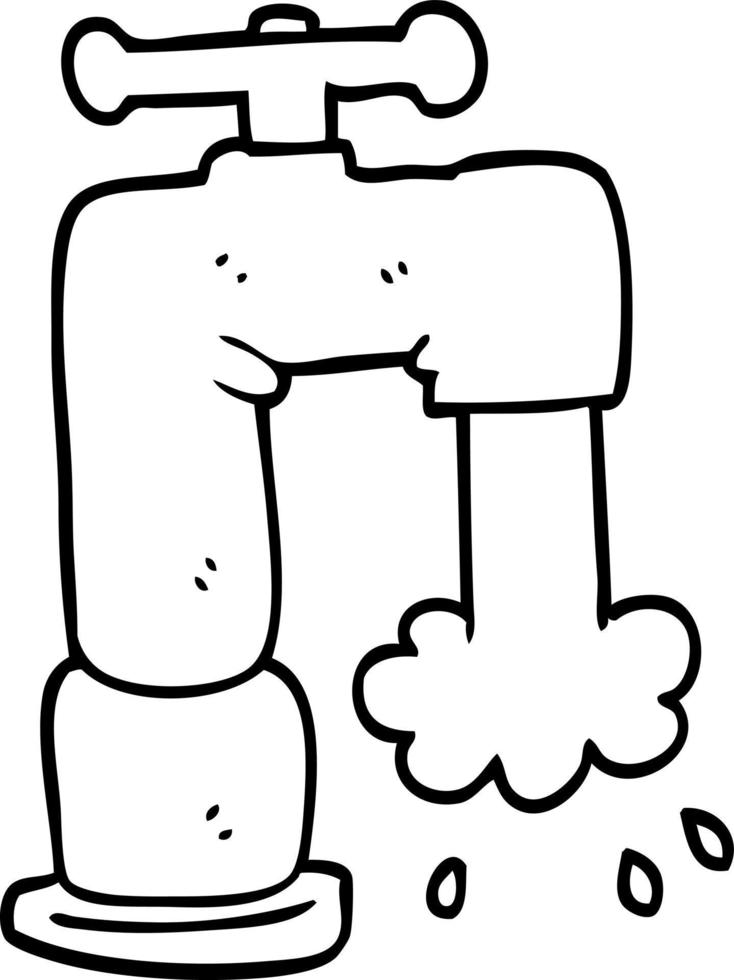 line drawing cartoon running faucet vector