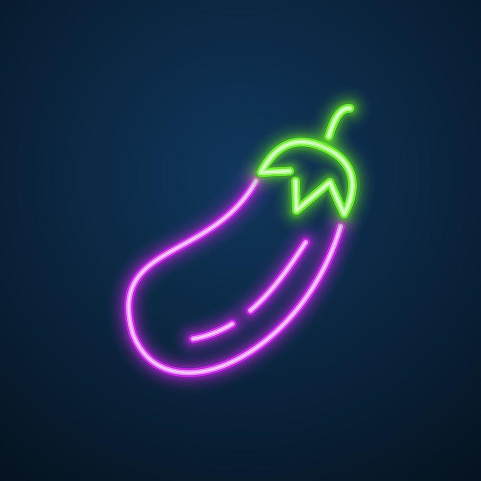 eggplant vegetable icon neon sign vector