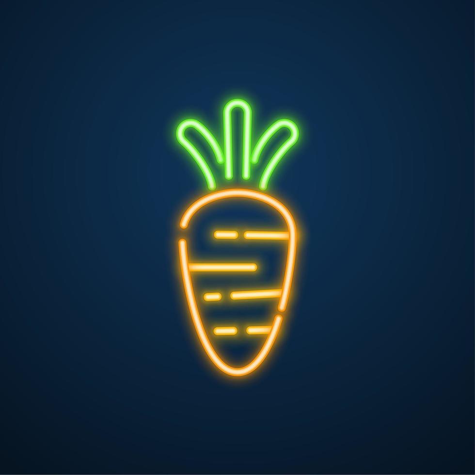 carrot vegetable icon neon sign vector