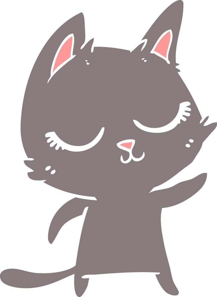 calm flat color style cartoon cat vector