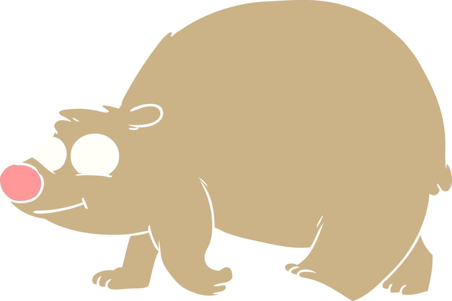 flat color style cartoon walking bear vector