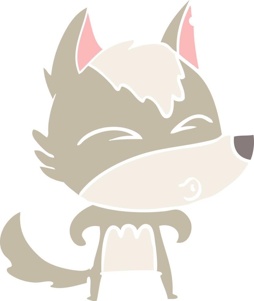 flat color style cartoon wolf whistling vector