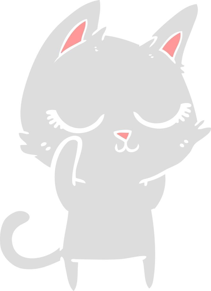 calm flat color style cartoon cat vector