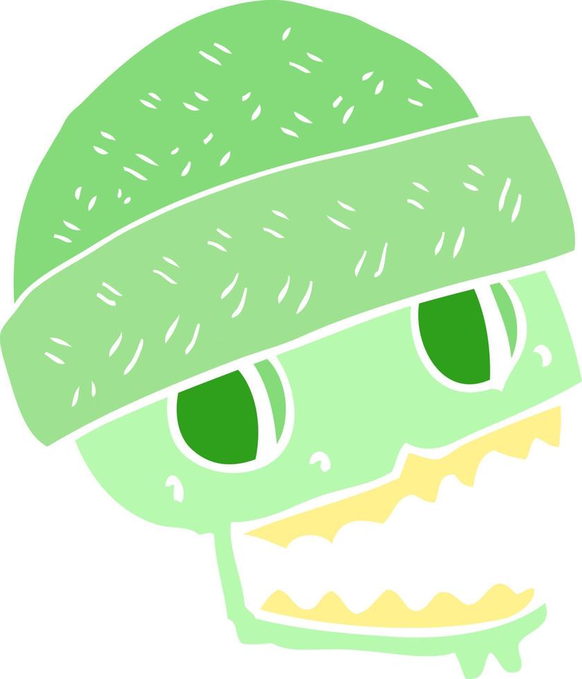 flat color illustration of a cartoon skull wearing hat vector