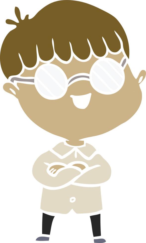 niño de dibujos animados de estilo de color plano con gafas vector