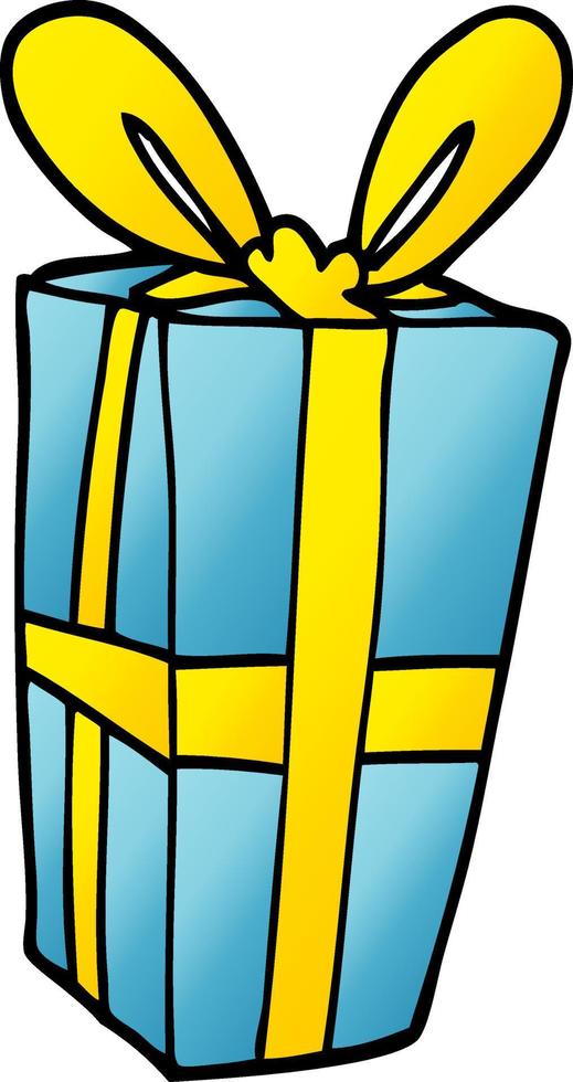 cartoon doodle wrapped gift vector