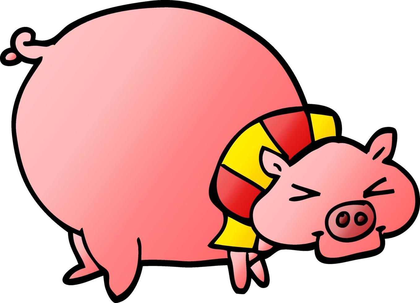 cartoon doodle fat pig vector
