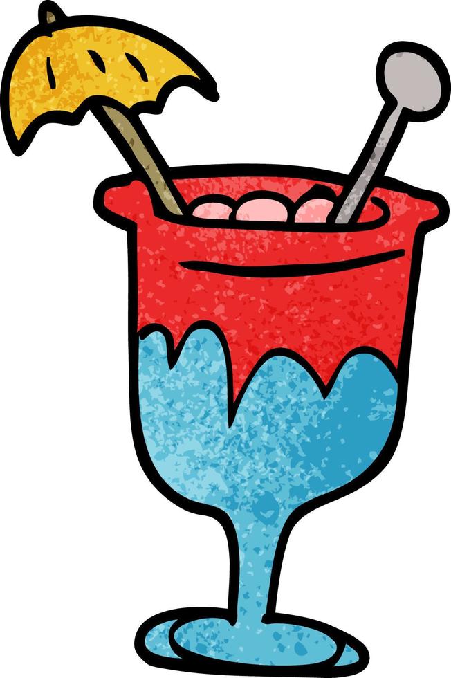 cartoon doodle tropical cocktail vector