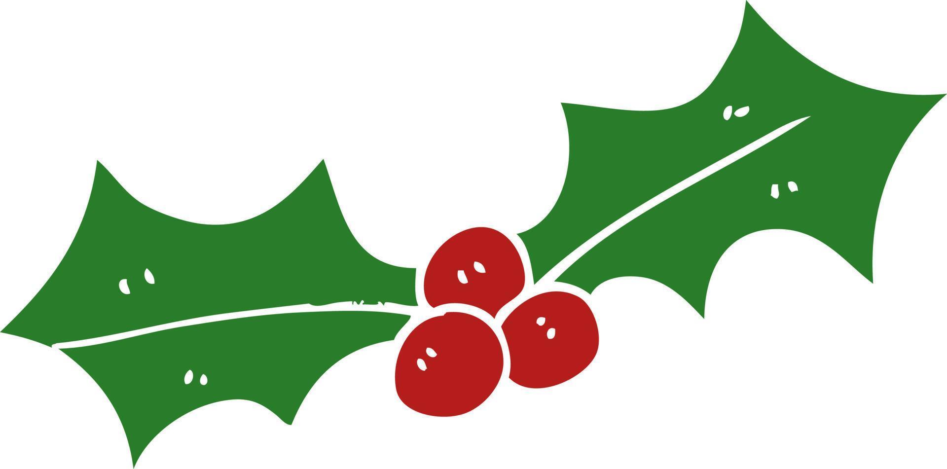 cartoon doodle xmas holly vector