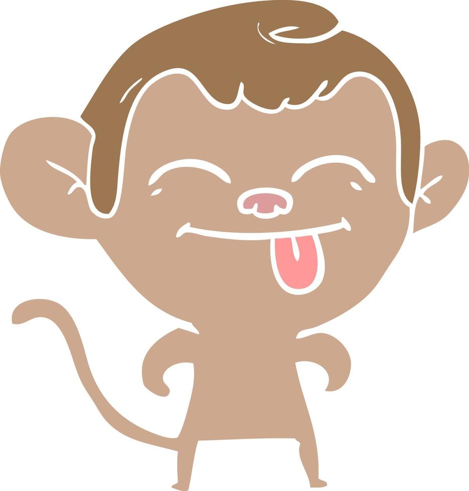 funny flat color style cartoon monkey vector