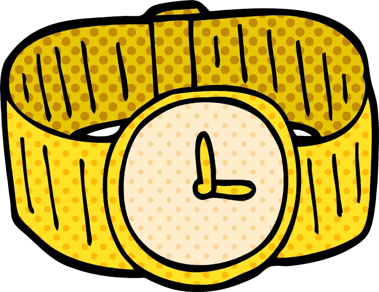 cartoon doodle gold wrist watch vector