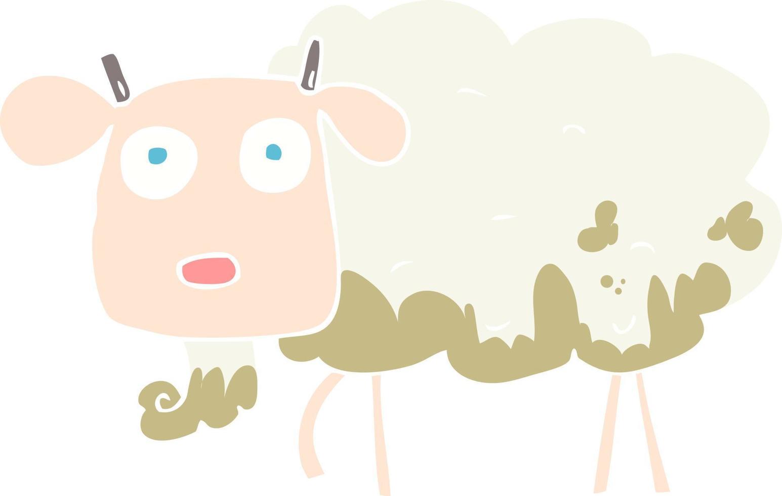 flat color illustration of a cartoon muddy goat vector