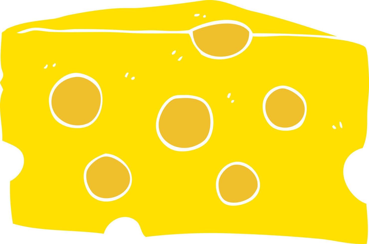 flat color illustration of a cartoon cheese vector