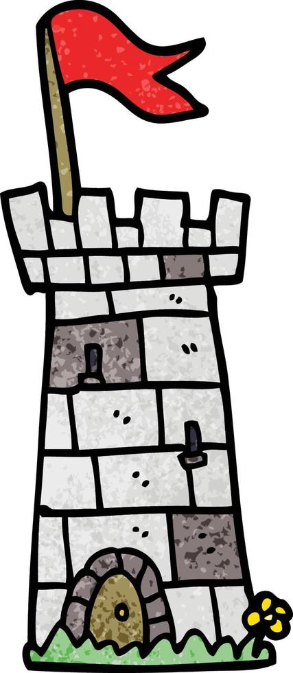 cartoon doodle castle tower vector
