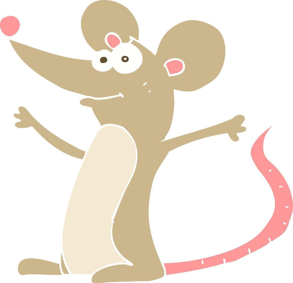 flat color illustration of a cartoon mouse vector