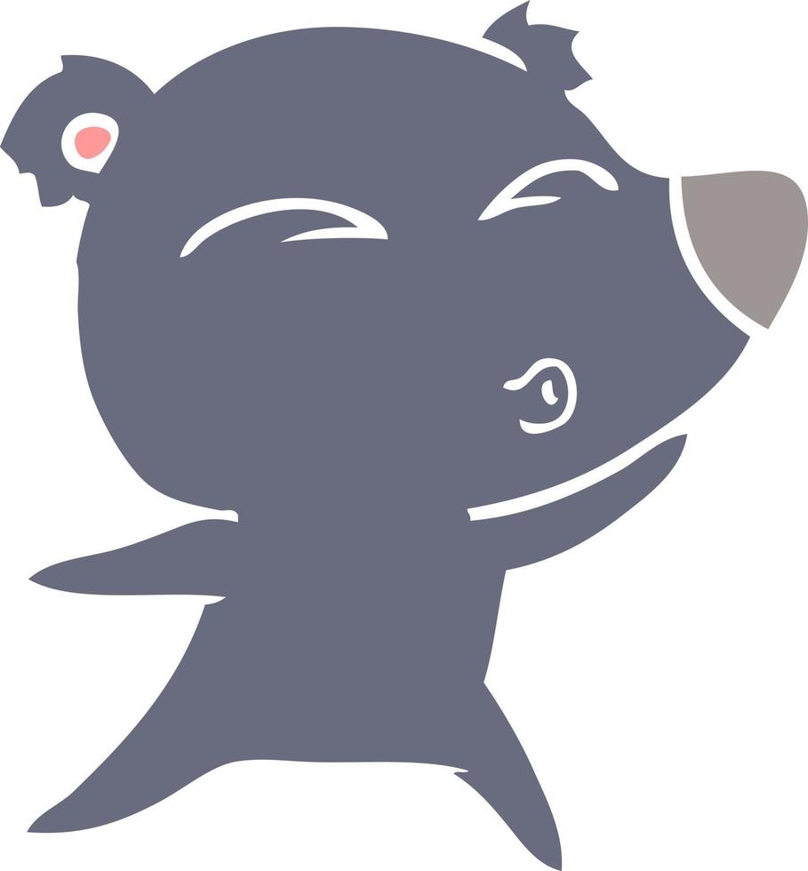 flat color style cartoon whistling bear vector