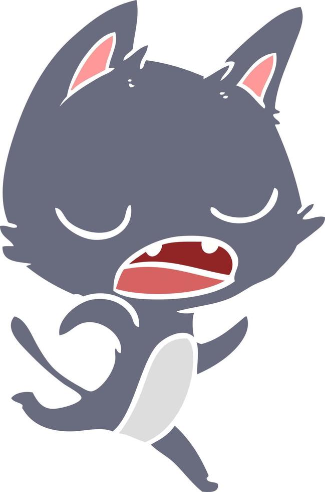 talking cat flat color style cartoon vector