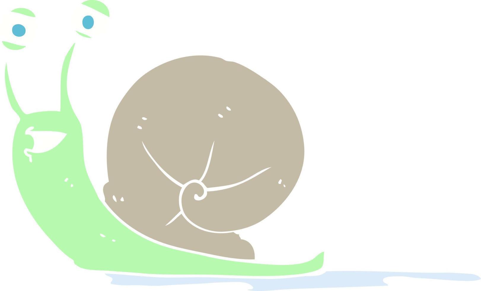 flat color illustration of a cartoon snail vector
