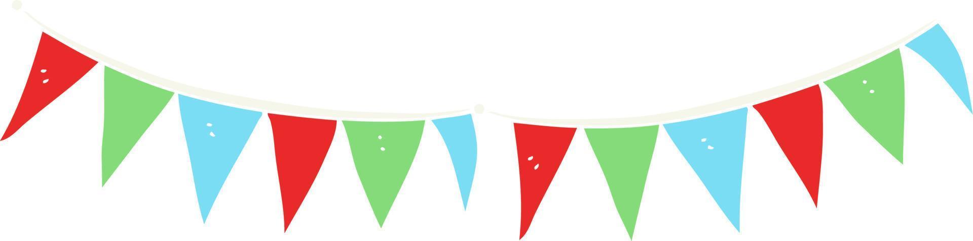 flat color illustration of a cartoon bunting flags vector