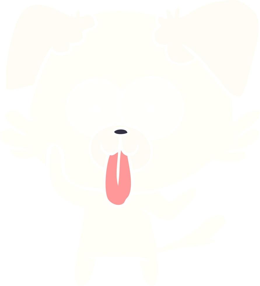 flat color style cartoon dog with tongue sticking out vector