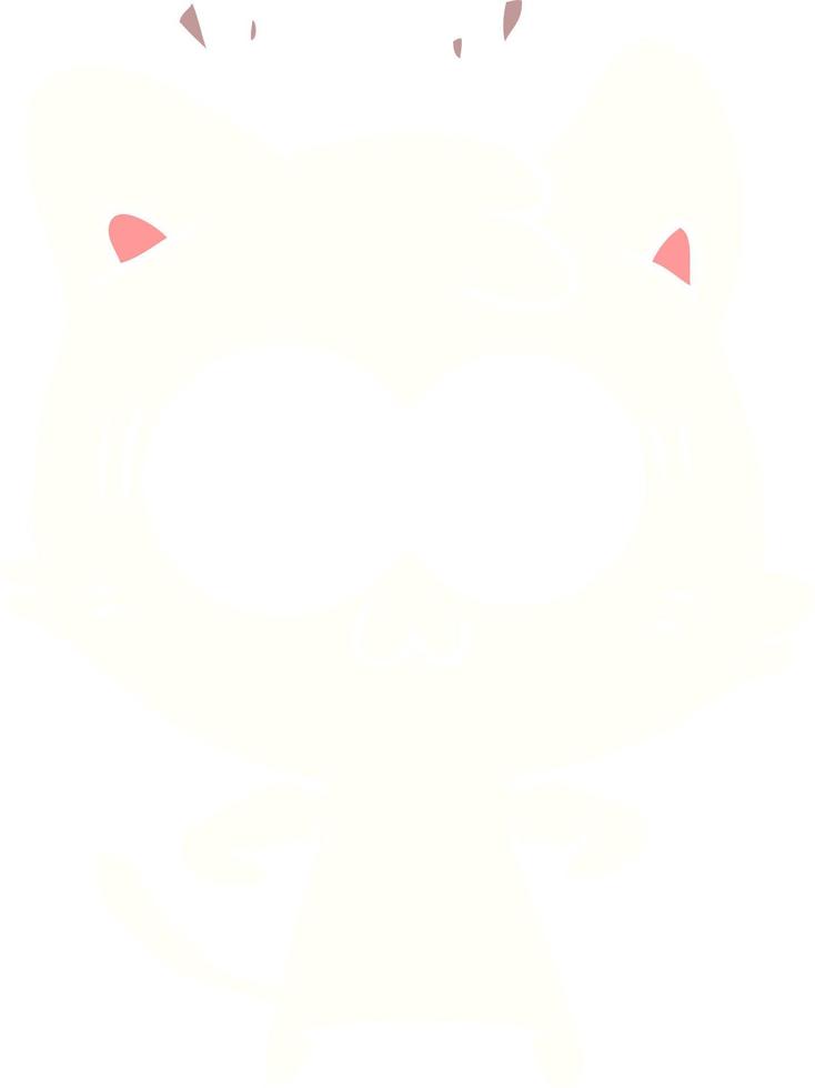 flat color style cartoon surprised cat vector