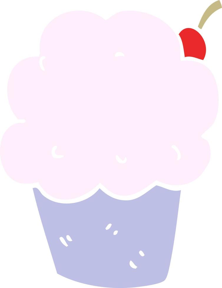 flat color style cartoon cupcake vector