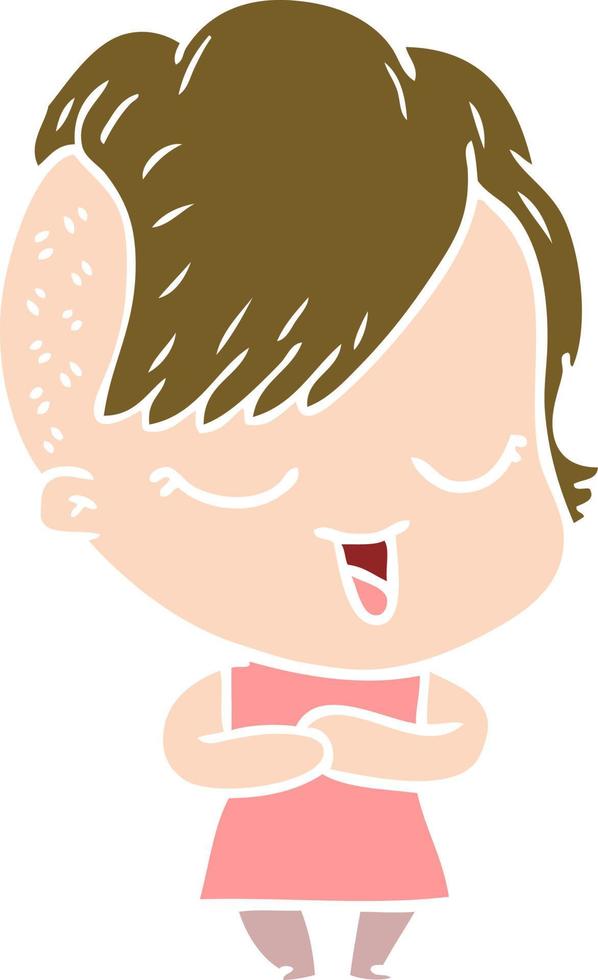 happy flat color style cartoon girl vector