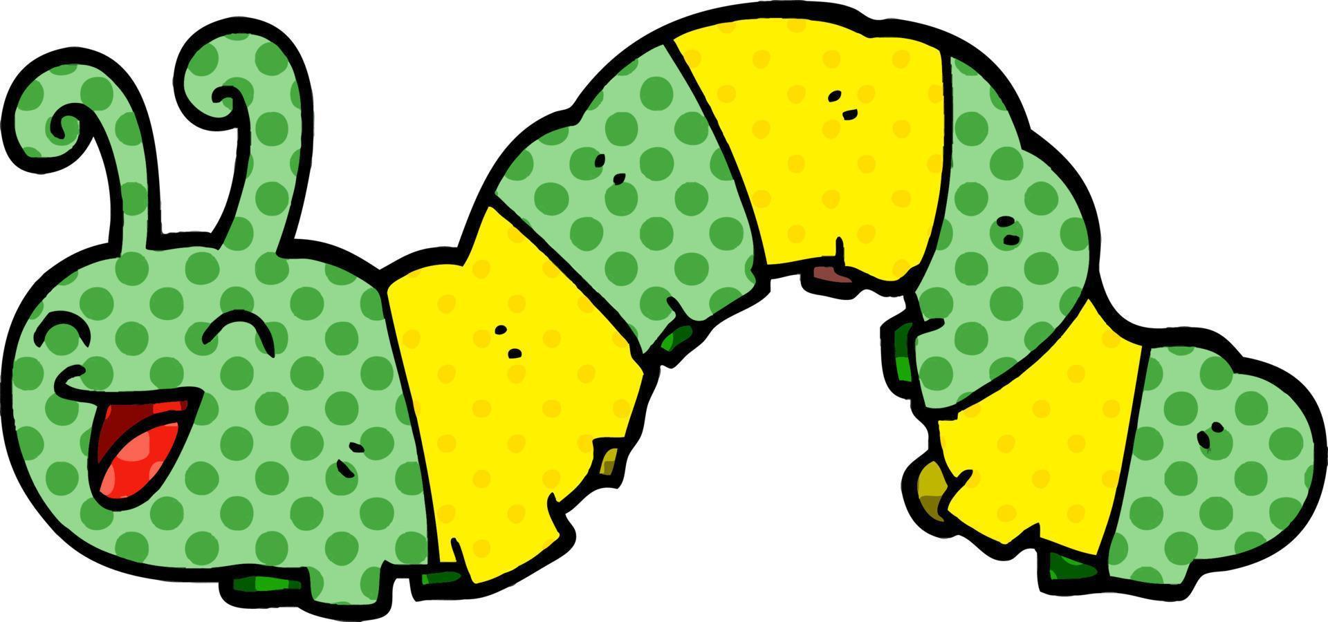 cartoon doodle laughing caterpillar vector