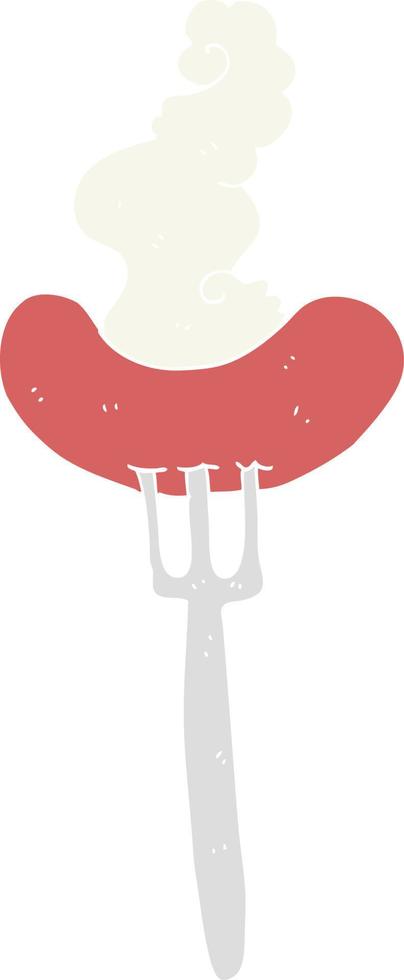 flat color illustration of a cartoon hot sausage vector