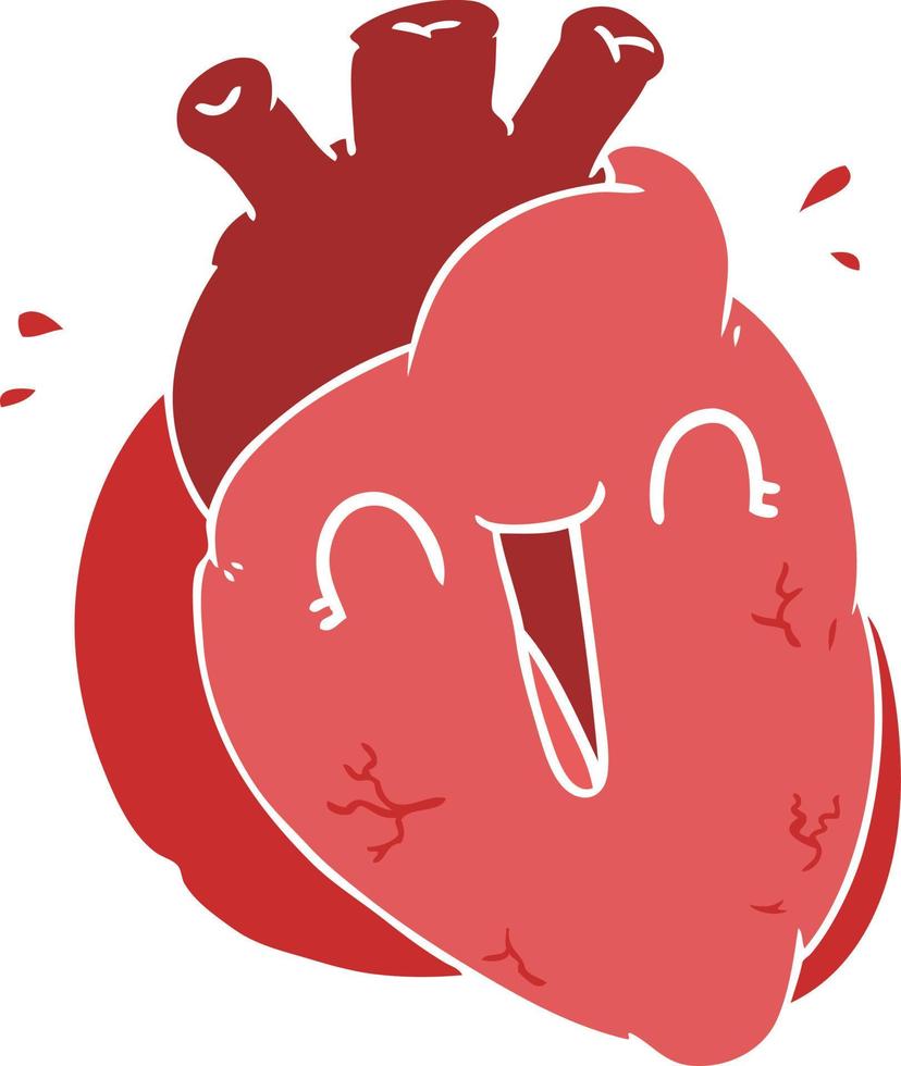 corazón de dibujos animados de estilo de color plano riendo vector