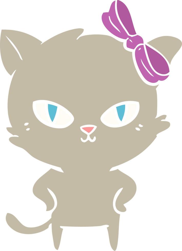 cute flat color style cartoon cat vector
