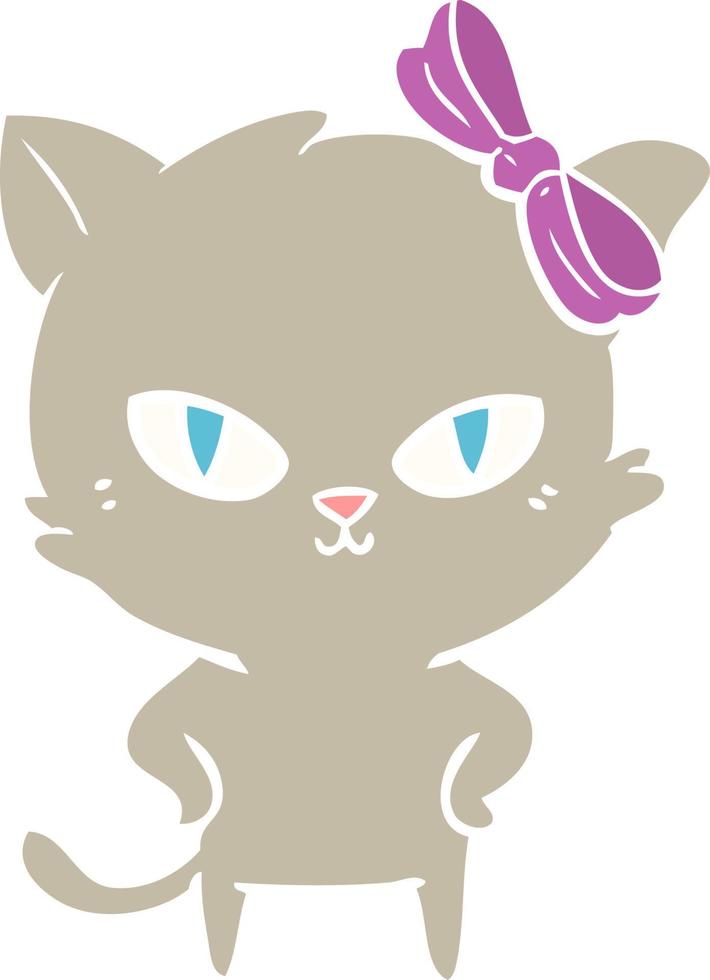 cute flat color style cartoon cat vector