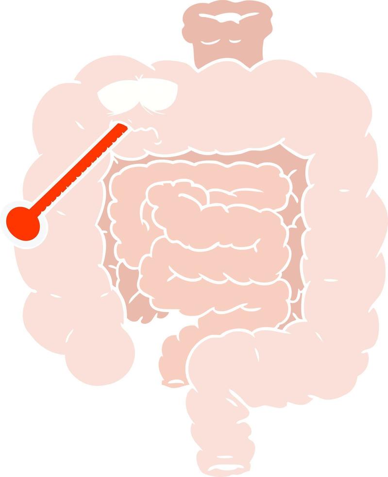 flat color style cartoon unhealthy intestines vector