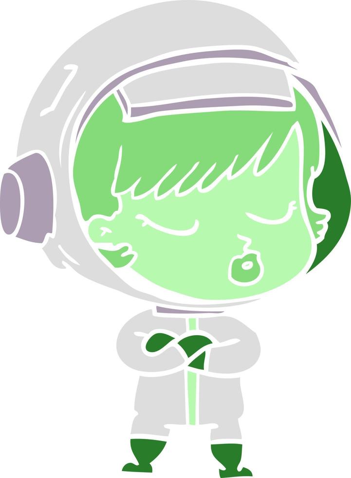 flat color style cartoon pretty astronaut girl vector