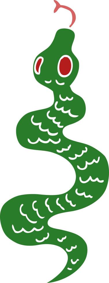 cartoon doodle green snake vector