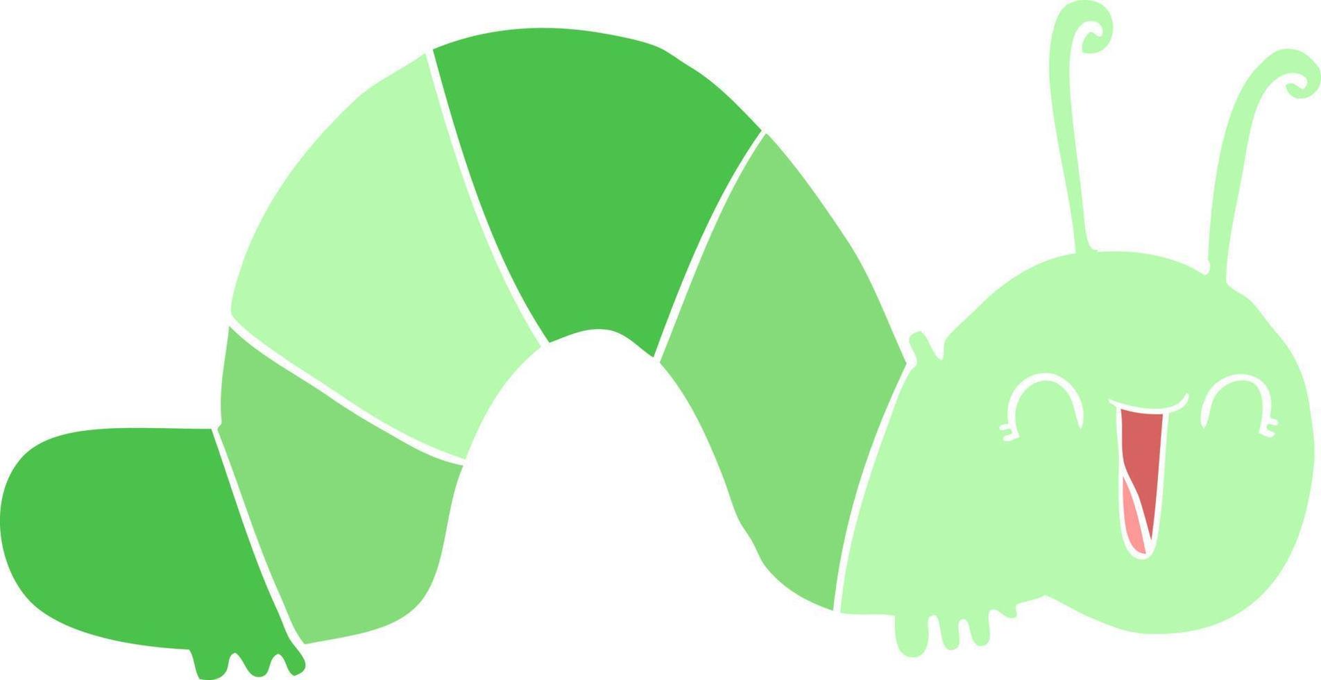 flat color style cartoon happy caterpillar vector