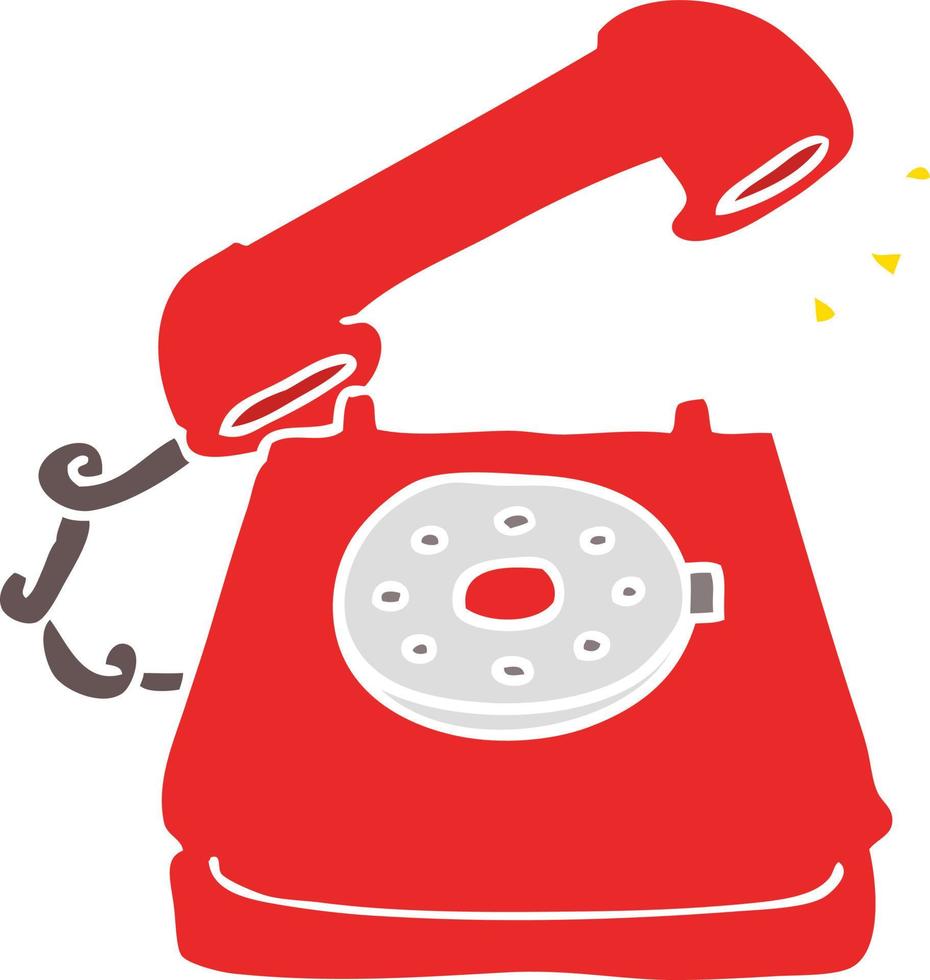 flat color style cartoon old telephone vector