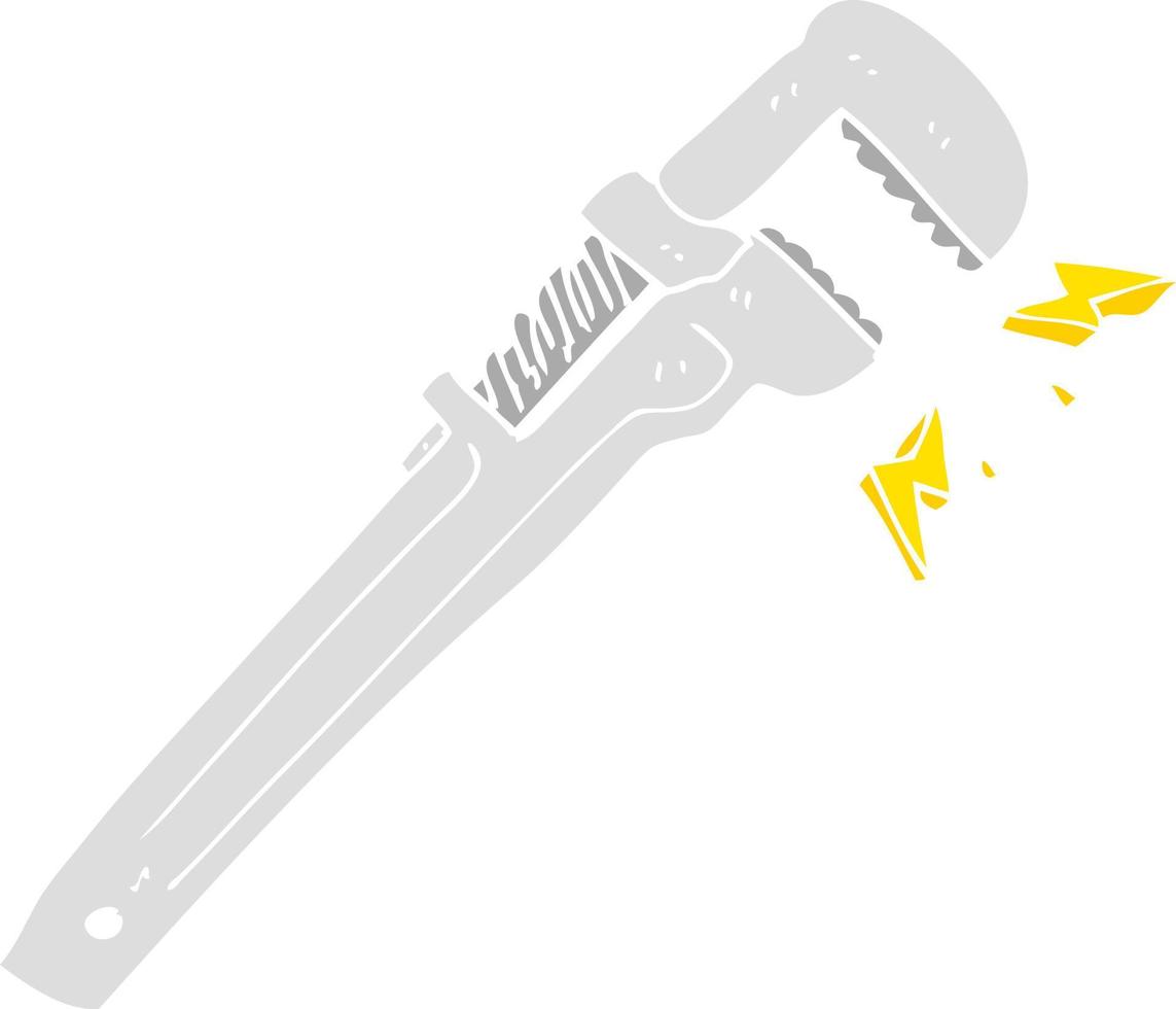 flat color illustration of a cartoon adjustable wrench vector