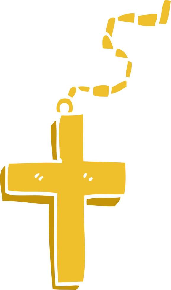 cartoon doodle gold crucifix vector