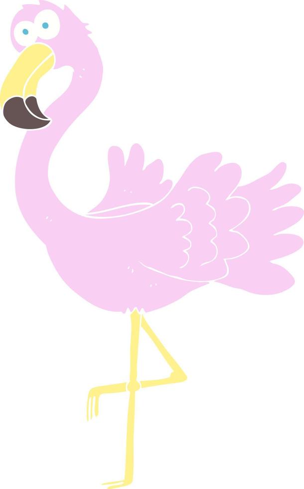flat color illustration of a cartoon flamingo vector