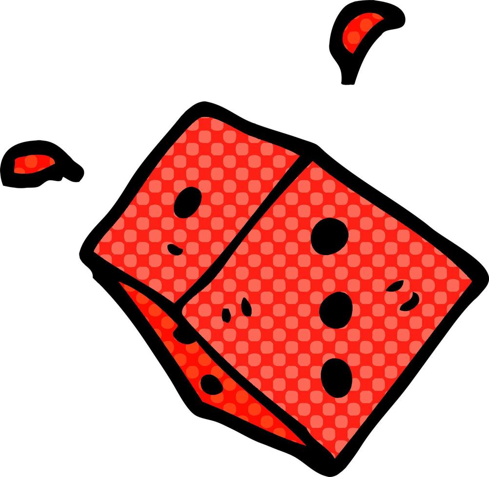 cartoon doodle rolling dice vector