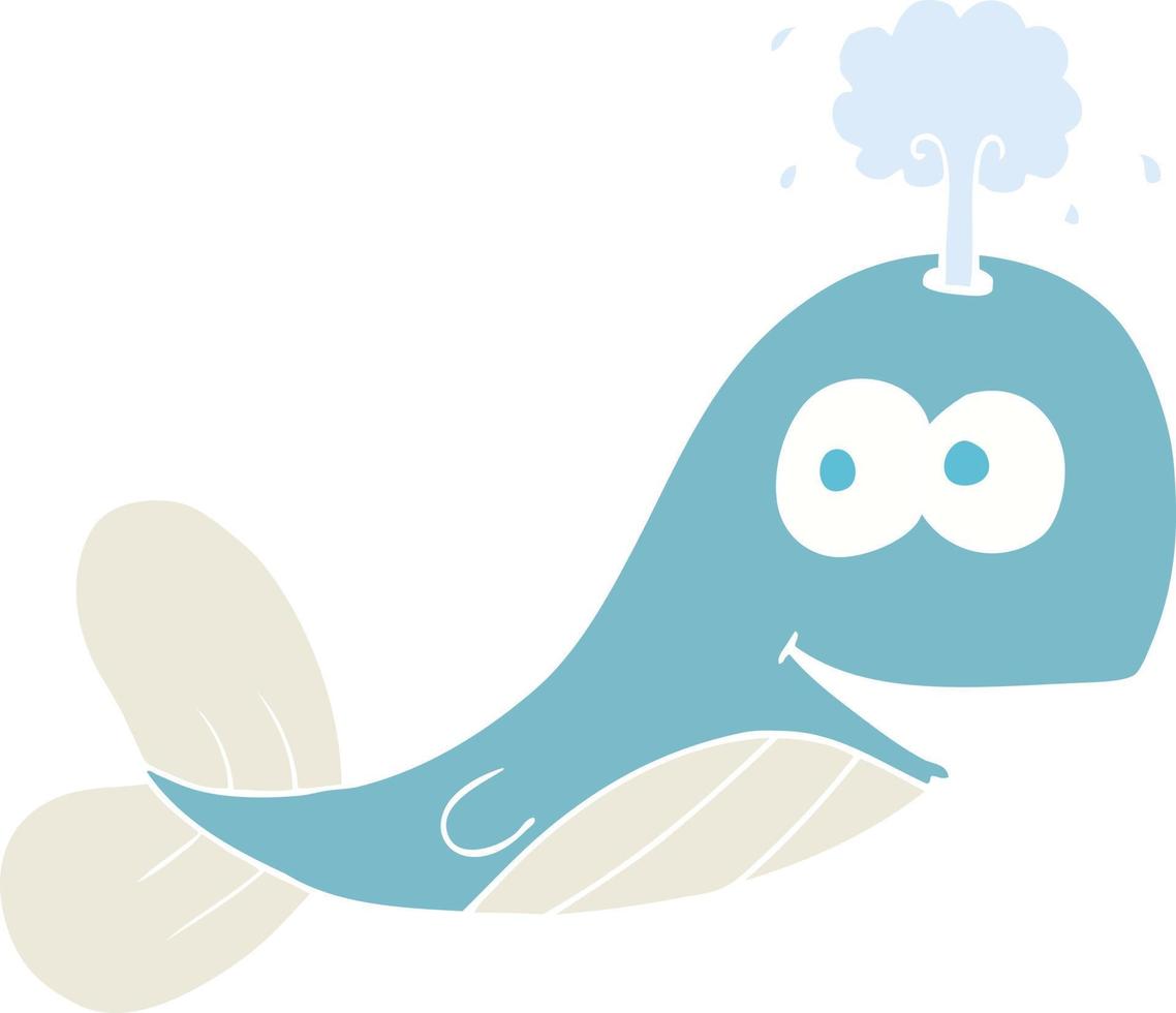 flat color illustration of a cartoon whale vector