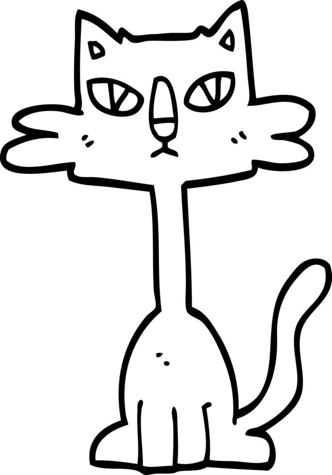 line drawing cartoon funny cat vector