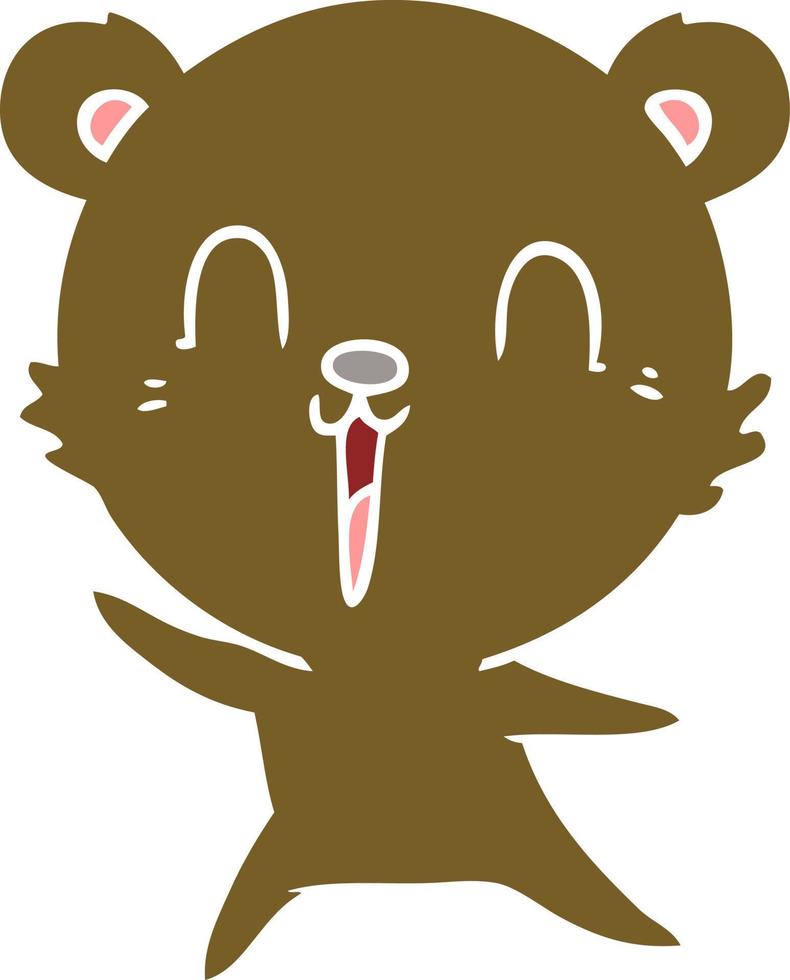 happy flat color style cartoon bear vector